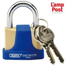 Image of Draper 64165 42mm Solid Brass Padlock With Hardened Steel Shackle & 2 Keys