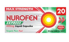 Image of Nurofen Express Max Strength 400mg Liquid Capsules - 20 Pack