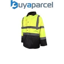Image of Scan SFJK81 Hi-Vis Yellow/Black Motorway Jacket Coat - L (44in) SCAHVMJLYB