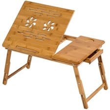 Image of Folding Laptop Stand Notebook Computer Tablet 55x35x26cm Home Office Bamboo New