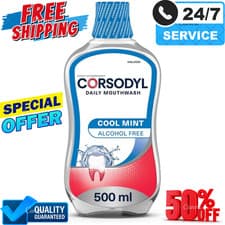 Image of Corsodyl Daily Gum Care Mouthwash Alcohol Free Cool Mint, 500ml (Pack of 1)