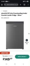 Image of electriQ 127 Litre Freestanding Under Counter Larder Fridge - Silver eiQ55UCLFS