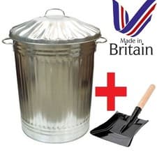 Image of 90L Metal Galvanised DustBin Waste Rubbish Garden Feed Storage + FREE SHOVEL