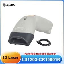 Image of Zebra LS1203-CR10001R Corded Handheld 1D Laser Barcode Scanner With USB Cable