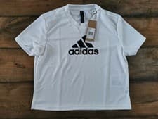 Image of Adidas Cropped Logo Tshirt White Women's UK Size XS BRAND NEW