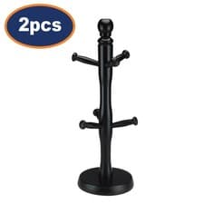 Image of Mug Rack Black Wooden Tree 6 Mugs Cups Holder Drying Rack Stand Organiser 2pcs