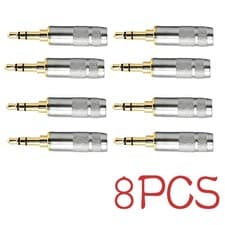 Image of Gold 8x 3.5mm Male Stereo Jack Plug 3 Pole Solder Headphone Repair & Upgrade UK