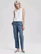 Image of And Now This Pearl-Embellished Straight-Leg Jeans - Size 31 Petite NWT!