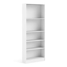 Image of Tall Wide Bookcase with 4 Shelves - Large Storage Unit - White, Oak