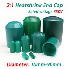 Image of 2:1 Heatshrink End Cap Adhesive/Glue Lined Green Heat Shrink End Cap Ø 10mm-90mm