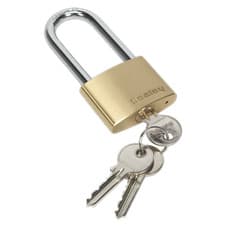 Image of Sealey Brass Body Padlock Long Shackle Corrosion Resistant - 50mm PL102L