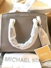 Image of New with Tags Authentic Michael Kors Benning Leather Satchel Grey +Dust Bag Gray