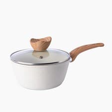 Image of 18cm Non-Stick Saucepan with Lid – Induction Compatible, Cream Granit