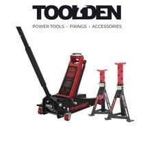 Image of Sealey 3040ARCOMBO Trolley Jack 3t & Axle Stands (Pair) 3t per Stand Combo