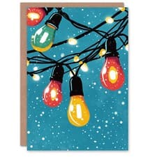 Image of Holiday Fairy Lights And Winter Snow Fall Christmas Fun Gift Festive Xmas Card