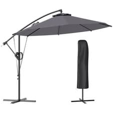 Image of Outsunny 3(m) Cantilever Banana Parasol with Cover Wind Strap UPF50+Grey