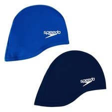 Image of 2x Adult Speedo Swim Cap Polyester Fabric Royal Blue Navy Anti-Tug Hair 🚫 Latex