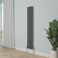 Image of Horizontal Vertical Oval Column Designer Radiator Central Heating Rad Anthracite
