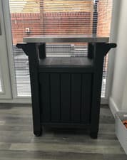 Image of Keter Unity Garden Outdoor Patio Kitchen and Food Station BBQ Table Graphite