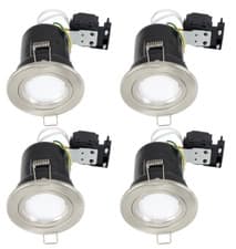 Image of 4 PK MiniSun Ceiling Downlight Fire Rated Bathroom IP65 Brushed Chrome 188490
