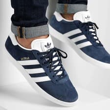 Image of Adidas Gazelle Originals Mens Shoes Trainers UK Size 9 Navy / White BB5478