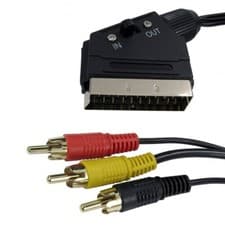 Image of 1.5m SCART to 3 x RCA Red Black Yellow Phono Plugs TV DVD Audio Video AV Cable