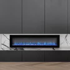 Image of LED Fireplace Media Wall Fire Wall Mounted / Standing Feet Electric Heater 40in