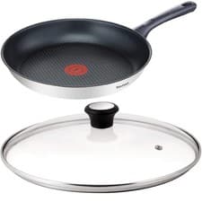 Image of Tefal 28cm Frying Pan with Glass Lid Induction Titanium Non Stick Dishwasher New