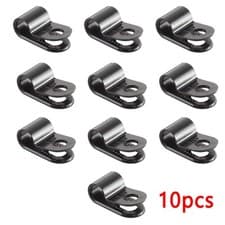 Image of 10 Pack of Black Nylon P-Clips 5.0Mm 3/16” Diameter, Plastic Cable Clips