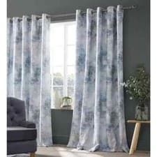 Image of Voyage Maison Monet Azurite Eyelet Heading, LINED Curtains, W 167 x DROP 137cm