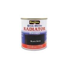 Image of Rustins Quick Dry Heat Resistant Radiator Enamel Paint Satin Black 250ml