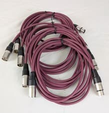 Image of Pack of 5 XLR Microphone Cables 3m Purple – Soft Flexible Leads Rewireable Plugs