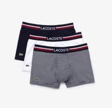 Image of Lacoste 3 Pack Iconic Trunks with Three Tone Waistband Navy