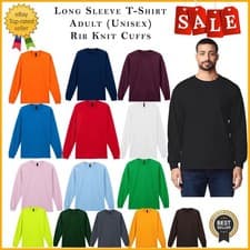 Image of Gildan Ultra Cotton Mens Long Sleeve T Shirt Classic Fit Rib Cuff Tee UK S-5XL