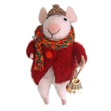 Image of Originals Felt Mouse With Bell and Acorn Hat Novelty Christmas Tree Decoration