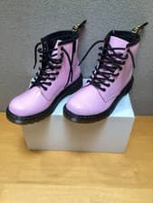 Image of DR. MARTENS [1460J] 8-Eye Patent Boot Toddler [Size 2] Pale Pink NEW WITHOUT BOX
