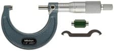 Image of Mitutoyo 103-132 Outside Micrometer, Baked-enamel Finish, Ratchet Stop, 1-2"