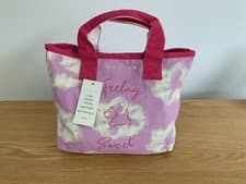 Image of Radley London Pink ‘Feeling Sweet’ Small Canvas tote Shopper Bag, Grab Handles