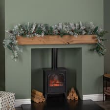 Image of 1.8m Snowy Christmas Garland with Pinecones 96 Tips and 50 Warm White LED Lights