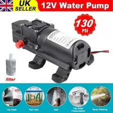 Image of 12V Water Pump High Pressure Diaphragm Self Priming 130PSI 6L/Min RV Caravan 72W