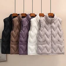 Image of Body Warmer Gillet Women Waistcoat Gilet Winter Warm Padded Quilted Sleeveless