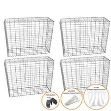 Image of Gabion Baskets Outdoor Cages Stone Wire Mesh Planter / 100 x 95 x 30cm / 4 Pack