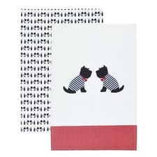 Image of Kitchencraft Tea Towels Set of 2 - Westie Dog Print