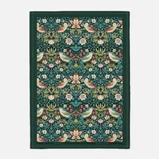 Image of William Morris Strawberry Thief Dark Green Cotton Tea Towel