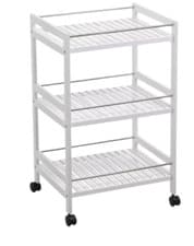 Image of 2/3/4 Tier Bamboo Wooden Kitchen Cart Island Food Serving Trolley Rolling Wheels