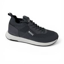 Image of Mens Trainers BOSS Grey Casual Sneakers With Logo - Titanium Slon Size 10
