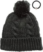 Image of Newhattan Women's Thick Oversized Cable Knitted Fleece Lined Pom Pom Beanie Hat