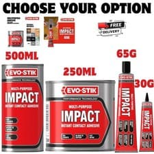 Image of Evo-Stik Impact Contact Adhesive 250ml 500ml Tin Strong Multi Purpose Glue Bond