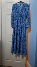 Image of Blue abstract print, large size, midi/maxi dress, unworn with no tags