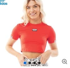 Image of adidas Originals Womens R.Y.V Cropped T-Shirt Active Red UK 14 BNWT RRP 28